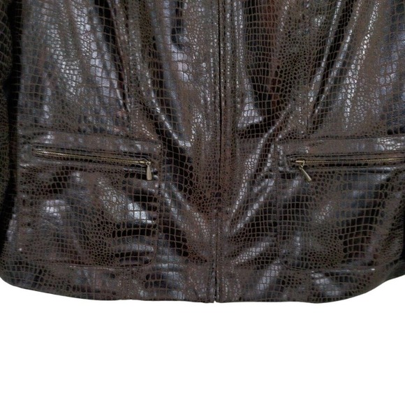 Elementz Woman Size 1X Brown Faux Snakeskin Jacket Full Zip Pockets Lined - Picture 4 of 11
